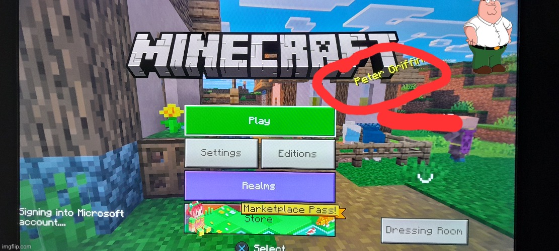 This made my day. | image tagged in peter griffin,family guy,minecraft | made w/ Imgflip meme maker