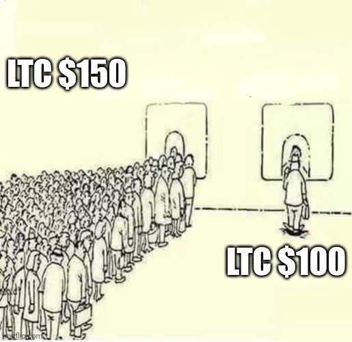 long line vs short line blank | LTC $150; LTC $100 | image tagged in long line vs short line blank | made w/ Imgflip meme maker