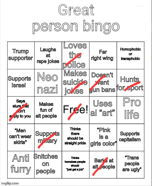 great person bingo | image tagged in great person bingo | made w/ Imgflip meme maker