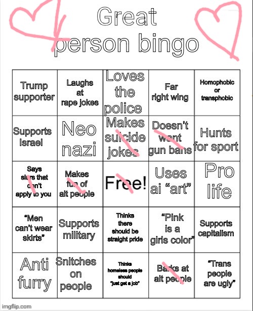 What are alt people tho | image tagged in great person bingo | made w/ Imgflip meme maker