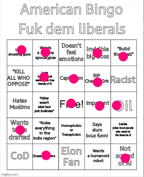 made it a temp for ya | image tagged in american bingo | made w/ Imgflip meme maker
