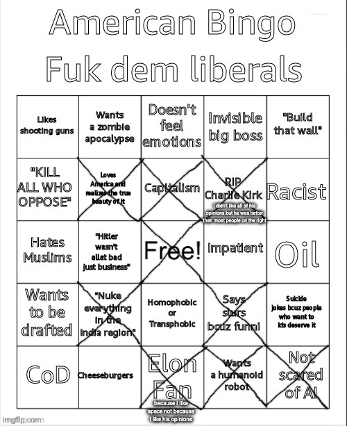 I didn't like all of his opinions but he was better than most people on the right; because I like space not because I like his opinions | made w/ Imgflip meme maker