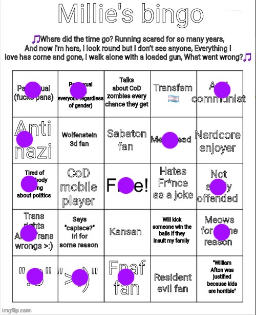 that one bluey character :3 | image tagged in millie's bingo | made w/ Imgflip meme maker