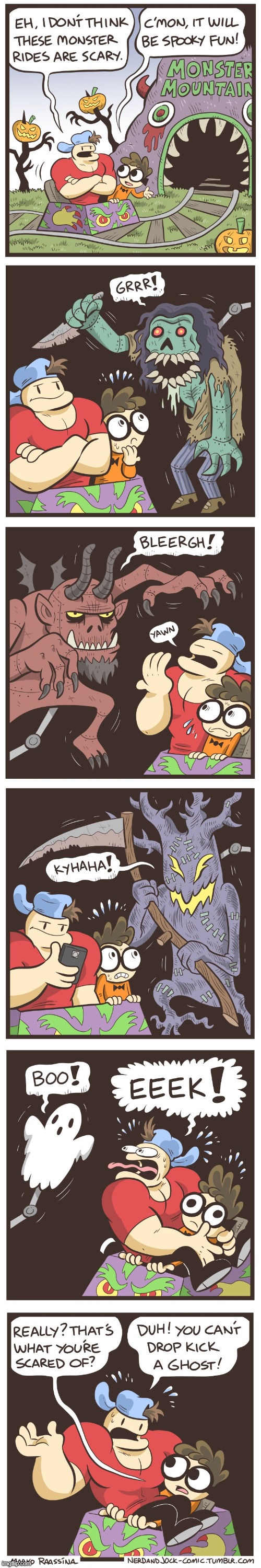 image tagged in nerd,jock,ride,monsters,ghost,scared | made w/ Imgflip meme maker