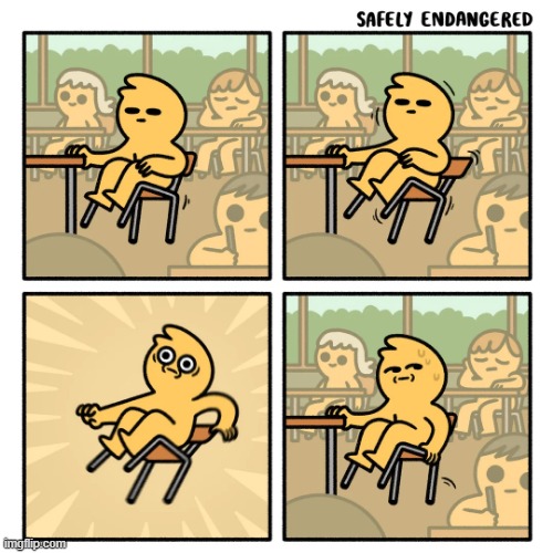 image tagged in school,desk,chair,balance,fall,oof | made w/ Imgflip meme maker