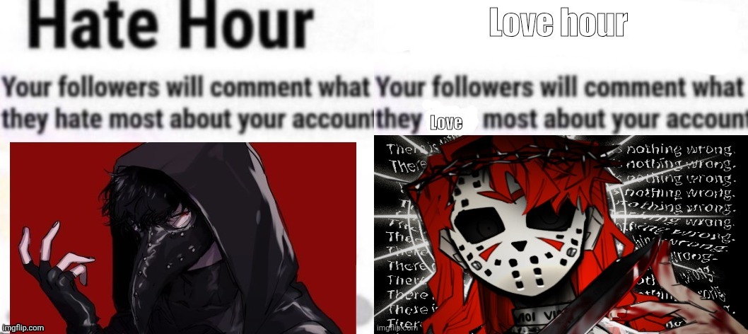Do Whichever, I Really Don't Care | image tagged in hate hour plague doctor version,love hour charlotte the goddess of war version,good night,im gonna head off,read too much anyway | made w/ Imgflip meme maker