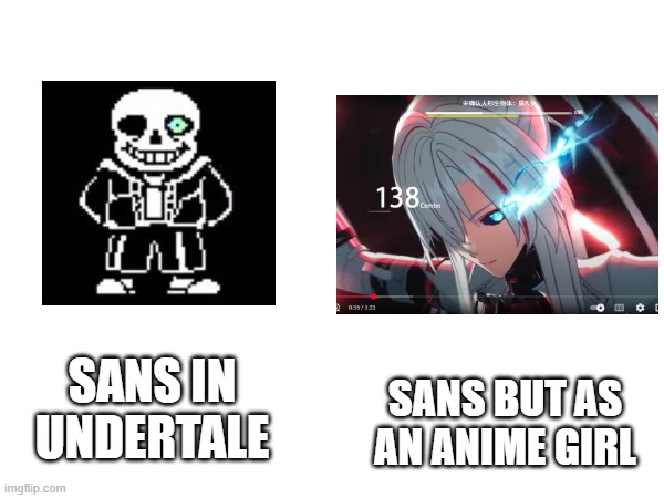 hol up- | SANS BUT AS AN ANIME GIRL; SANS IN UNDERTALE | image tagged in hol up,punishing gray raven,undertale,sans,anime | made w/ Imgflip meme maker