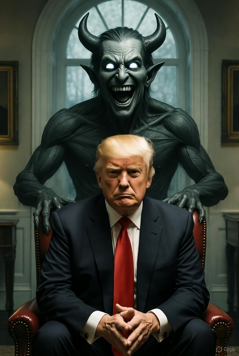 Donald Trump Satan laughing  Lucifer Blank Meme Template