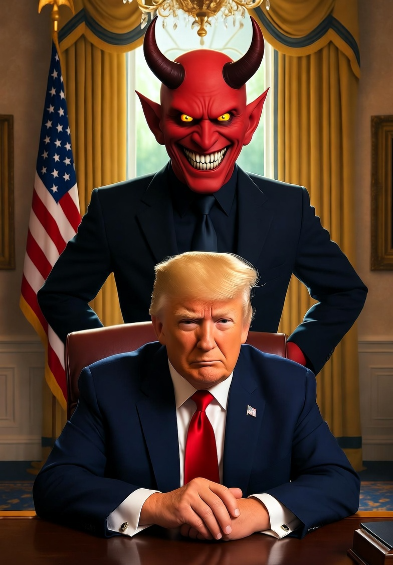 Donald Trump Satan laughing  Lucifer Blank Meme Template