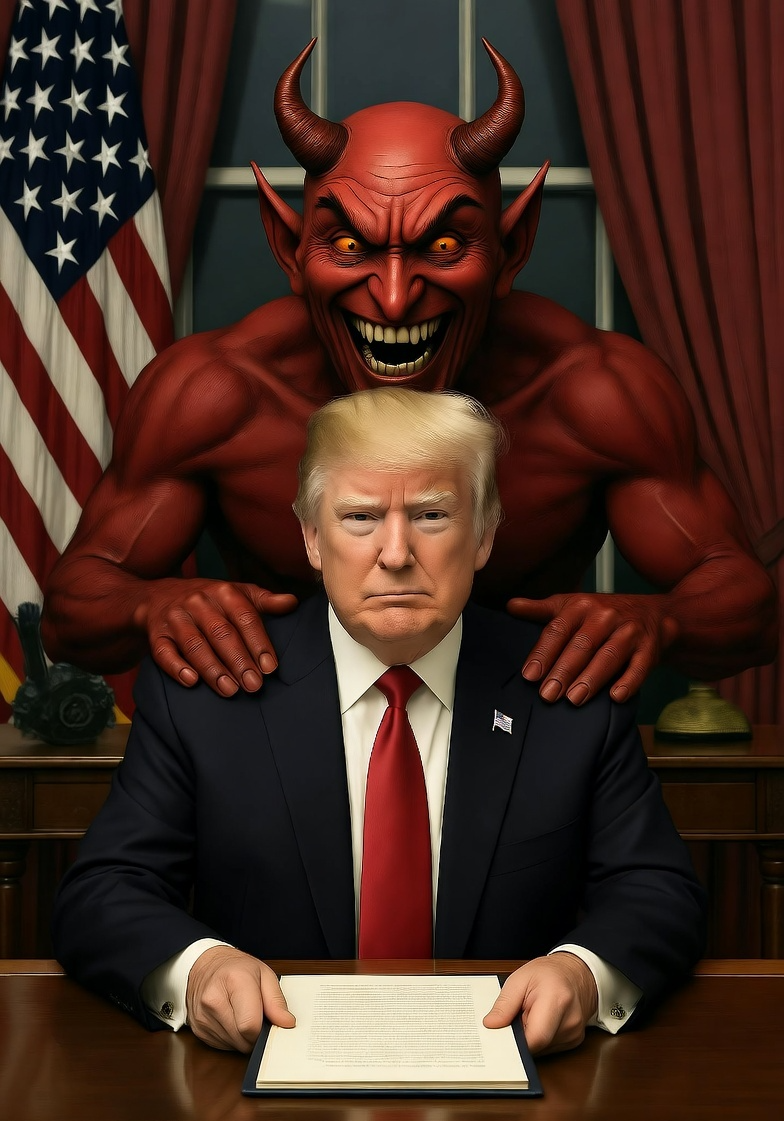 Donald Trump Satan laughing  Lucifer Blank Meme Template