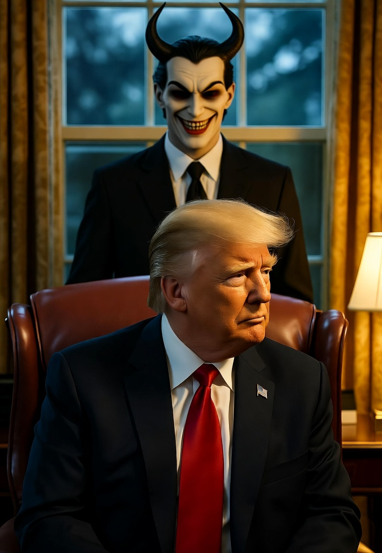 Donald Trump Satan laughing  Lucifer Blank Meme Template