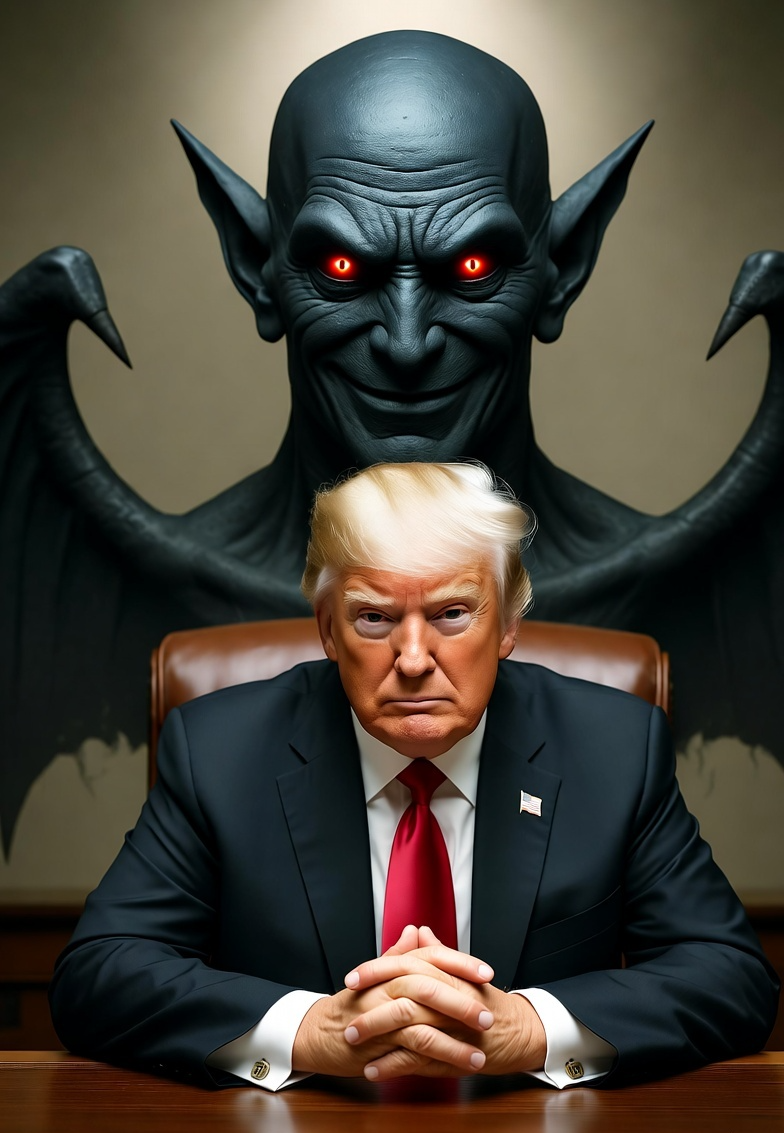 Donald Trump Satan laughing  Lucifer Blank Meme Template