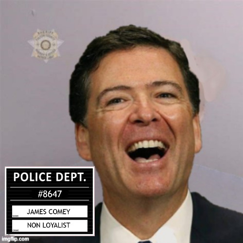 JAMES COMEY ARRAIGNED Mugshot | image tagged in james comey arraigned mugshot,biden had no lawfare he had garland,bernie's admin will pick preet barrera,waste fraud | made w/ Imgflip meme maker