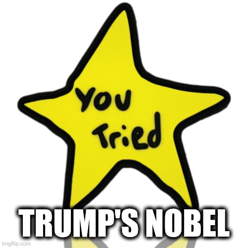 Trump's Nobel | TRUMP'S NOBEL | image tagged in you tried | made w/ Imgflip meme maker