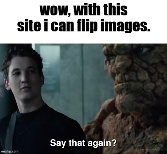Say that again? | wow, with this site i can flip images. | image tagged in say that again | made w/ Imgflip meme maker