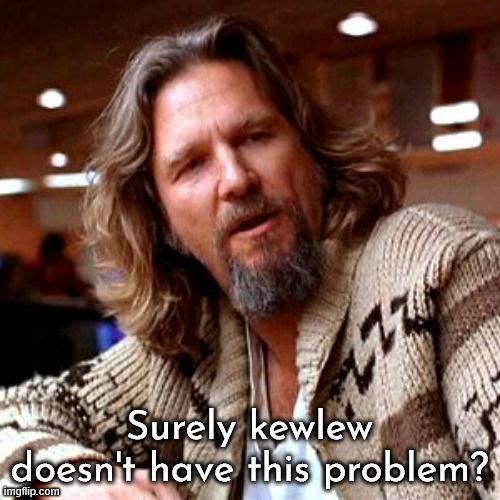Confused Lebowski Meme | Surely kewlew doesn't have this problem? | image tagged in memes,confused lebowski | made w/ Imgflip meme maker
