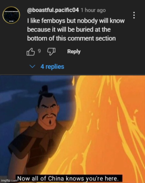 image tagged in now all of china knows you're here | made w/ Imgflip meme maker