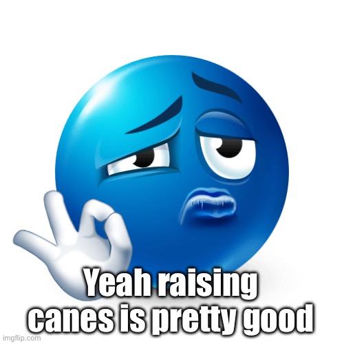 Blue emoji ok sign | Yeah raising canes is pretty good | image tagged in blue emoji ok sign | made w/ Imgflip meme maker