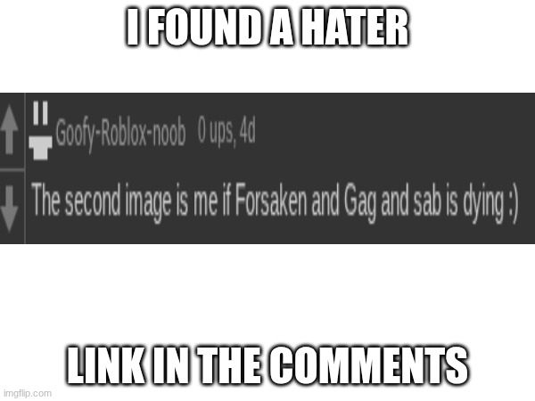 I FOUND A HATER; LINK IN THE COMMENTS | made w/ Imgflip meme maker