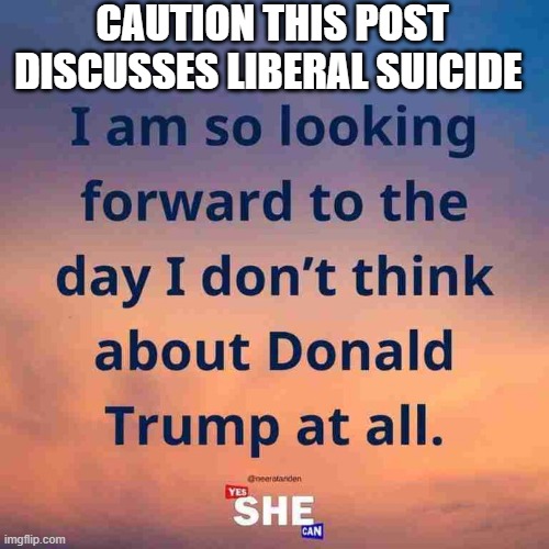 Caution This Post Discusses Suicide | CAUTION THIS POST DISCUSSES LIBERAL SUICIDE | image tagged in caution this post discusses suicide | made w/ Imgflip meme maker