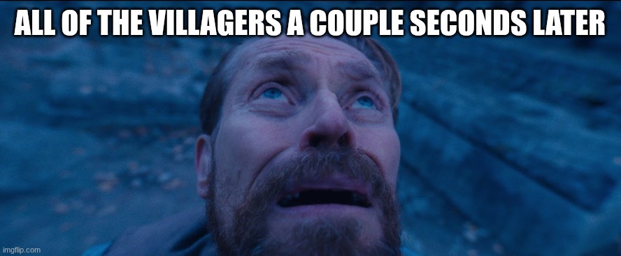 ALL OF THE VILLAGERS A COUPLE SECONDS LATER | image tagged in obi waan kenobi and the look of dispair | made w/ Imgflip meme maker