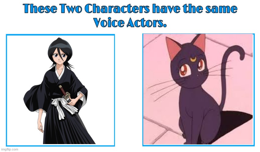 Michelle Ruff | image tagged in same voice actor,michelle ruff,sailor moon,bleach | made w/ Imgflip meme maker