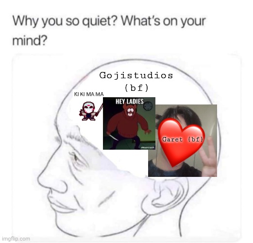 Only 4 things. | Gojistudios (bf); Garet (bf) | image tagged in what's on your mind | made w/ Imgflip meme maker