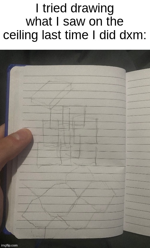 I tried drawing what I saw on the ceiling last time I did dxm: | made w/ Imgflip meme maker