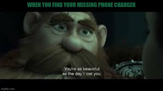 You're as beautiful as the day i lost you | WHEN YOU FIND YOUR MISSING PHONE CHARGER | image tagged in you're as beautiful as the day i lost you | made w/ Imgflip meme maker