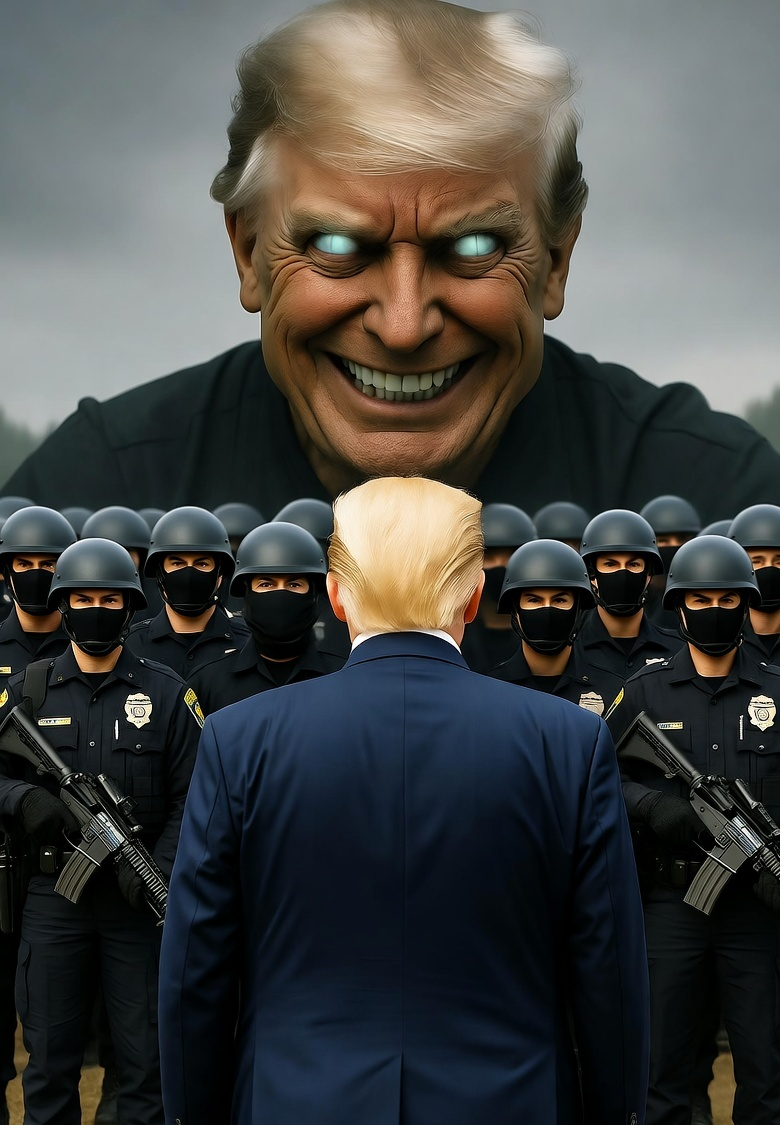 Donald Trump Demon Evil ICE masked Federal Secret Police Blank Meme Template