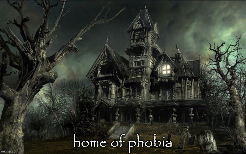 Haunted House | home of phobia | image tagged in haunted house | made w/ Imgflip meme maker