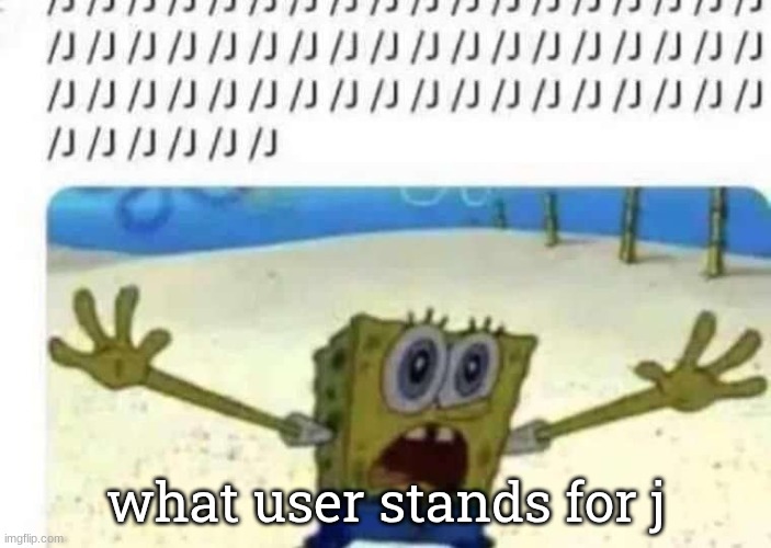 SpongeBob slash J | what user stands for j | image tagged in spongebob slash j | made w/ Imgflip meme maker