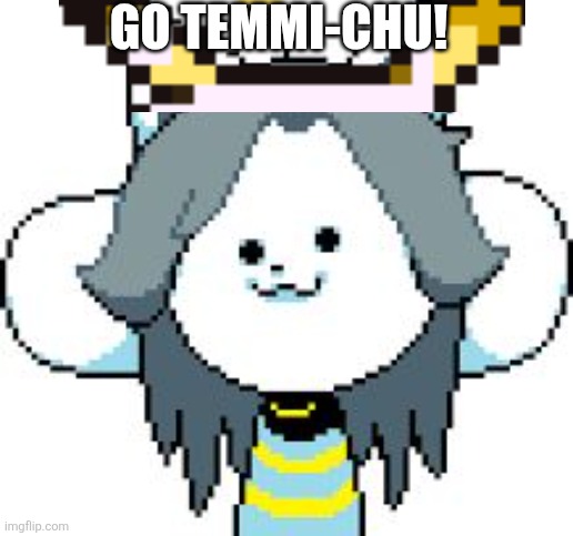 TEMMIE | GO TEMMI-CHU! | image tagged in temmie | made w/ Imgflip meme maker