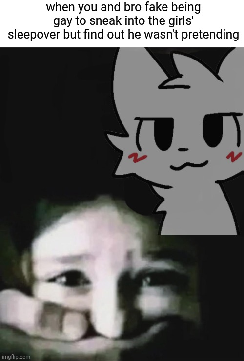 send ts to ur boypookie >:3 | when you and bro fake being gay to sneak into the girls' sleepover but find out he wasn't pretending | image tagged in girl with man hand over mouth,femboy,boykisser | made w/ Imgflip meme maker