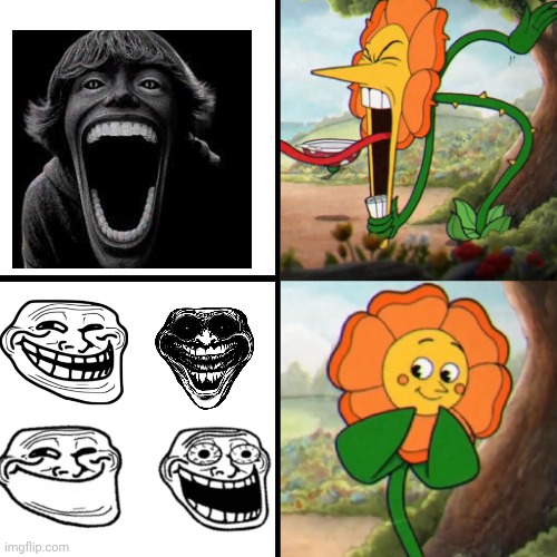 No 67 (ñõ-⁶⁷) | image tagged in cuphead flower | made w/ Imgflip meme maker