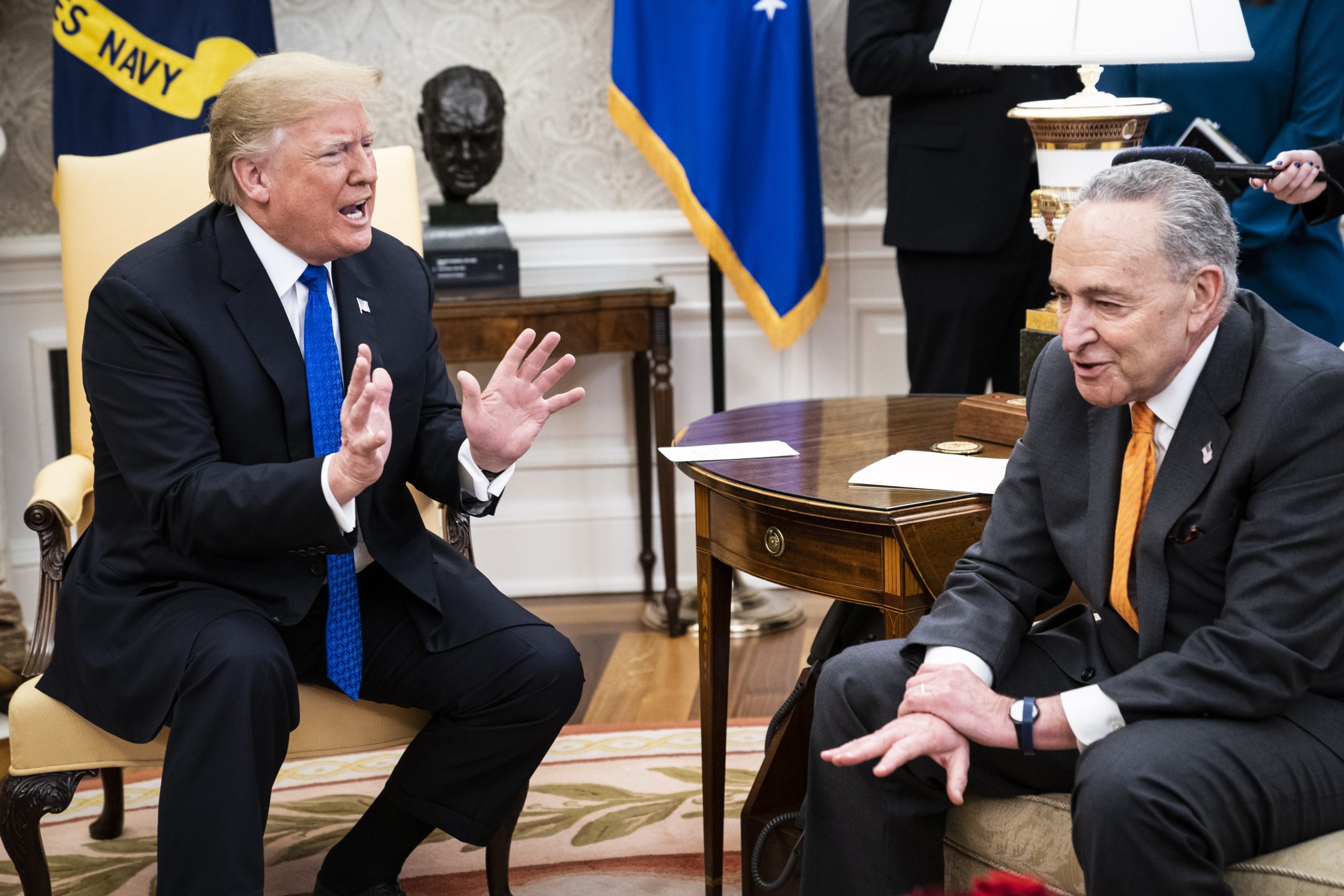Trump and Schumer in Oval Office Blank Meme Template