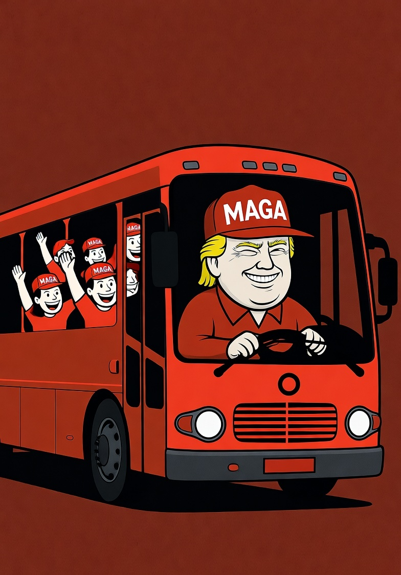 Donald Trump MAGA bus to Hell Blank Meme Template