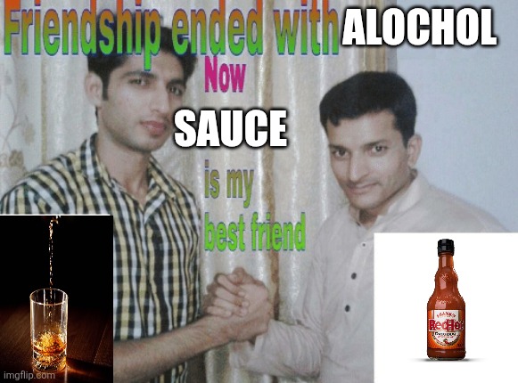 Married to sauce | ALOCHOL; SAUCE | image tagged in friendship ended with x now y is my best friend | made w/ Imgflip meme maker