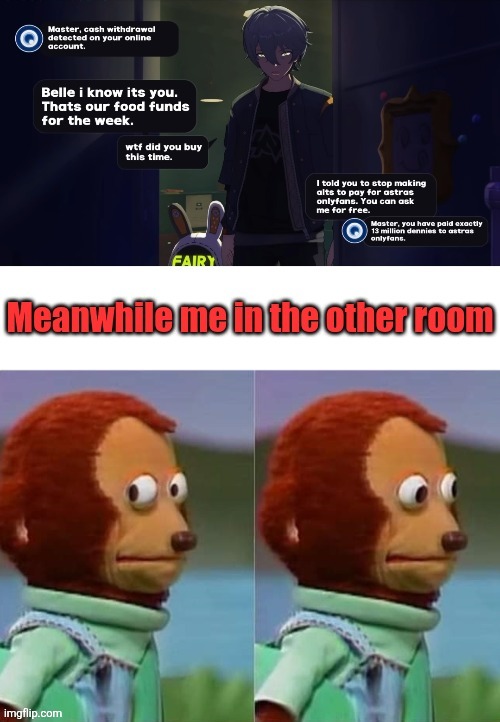 image tagged in monkey puppet,zenless zone zero | made w/ Imgflip meme maker