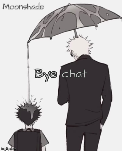 Moonshade Gojo and Megumi Template | Bye chat | image tagged in moonshade gojo and megumi template | made w/ Imgflip meme maker