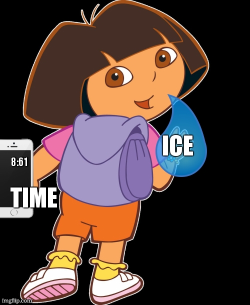 Dora the explora | ICE 8:61 TIME | image tagged in dora the explora | made w/ Imgflip meme maker