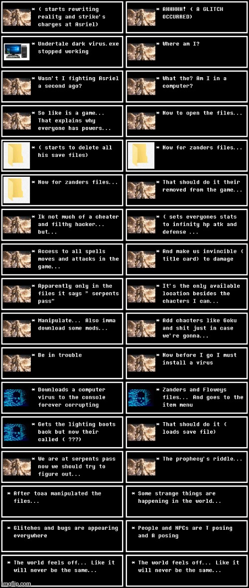 I pulled a Monika in the dark virus (btw the repeated textbox is done on purpose because it's supposed to represent a glitch) | image tagged in dark virus,virus war | made w/ Imgflip meme maker