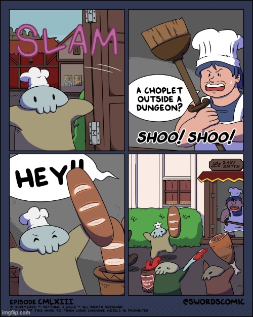 image tagged in swords,monster,baguette,bakery,monsters,food fight | made w/ Imgflip meme maker