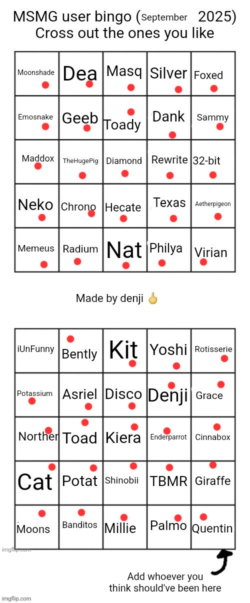 MSMG user bingo (September 2025) cross the one you like | Quentin | image tagged in msmg user bingo september 2025 cross the one you like | made w/ Imgflip meme maker