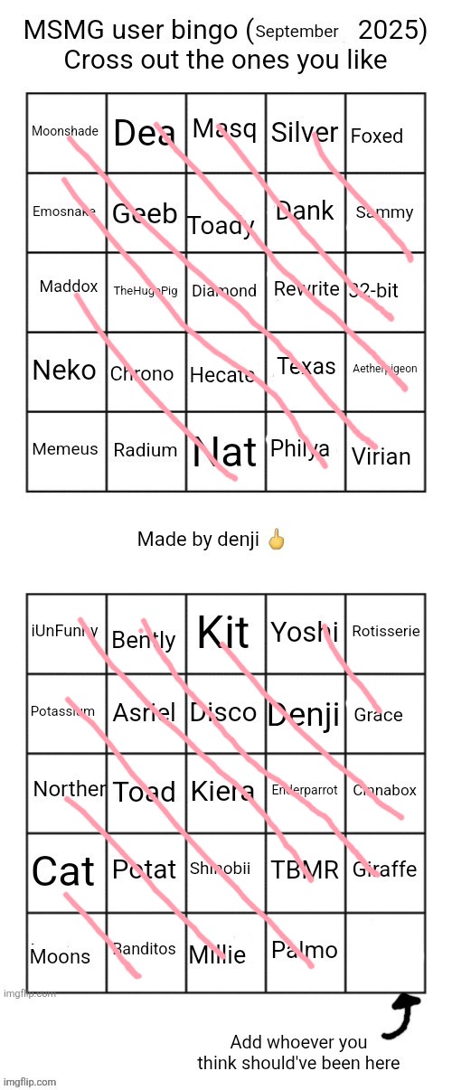 MSMG user bingo (September 2025) cross the one you like | image tagged in msmg user bingo september 2025 cross the one you like | made w/ Imgflip meme maker