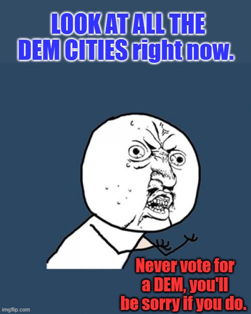 US EU CANADA LOOK at the make-up of the gov. Muslim invasion Its not by accident. | LOOK AT ALL THE DEM CITIES right now. Never vote for a DEM, you'll be sorry if you do. | image tagged in memes,y u no | made w/ Imgflip meme maker