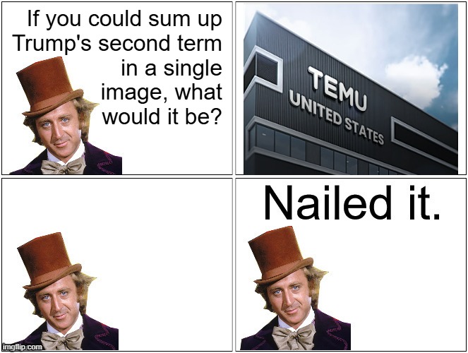 Just sayin' | If you could sum up
Trump's second term
in a single
image, what
would it be? | image tagged in trump unfit unqualified dangerous,incompetent,bumbling,wannabe,dictator,bizarro united states | made w/ Imgflip meme maker