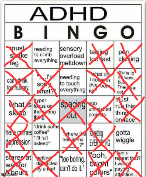 ooooohhhh this is why I cant get anything done | image tagged in adhd bingo | made w/ Imgflip meme maker
