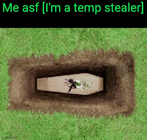 coffin | Me asf [I'm a temp stealer] | image tagged in coffin | made w/ Imgflip meme maker