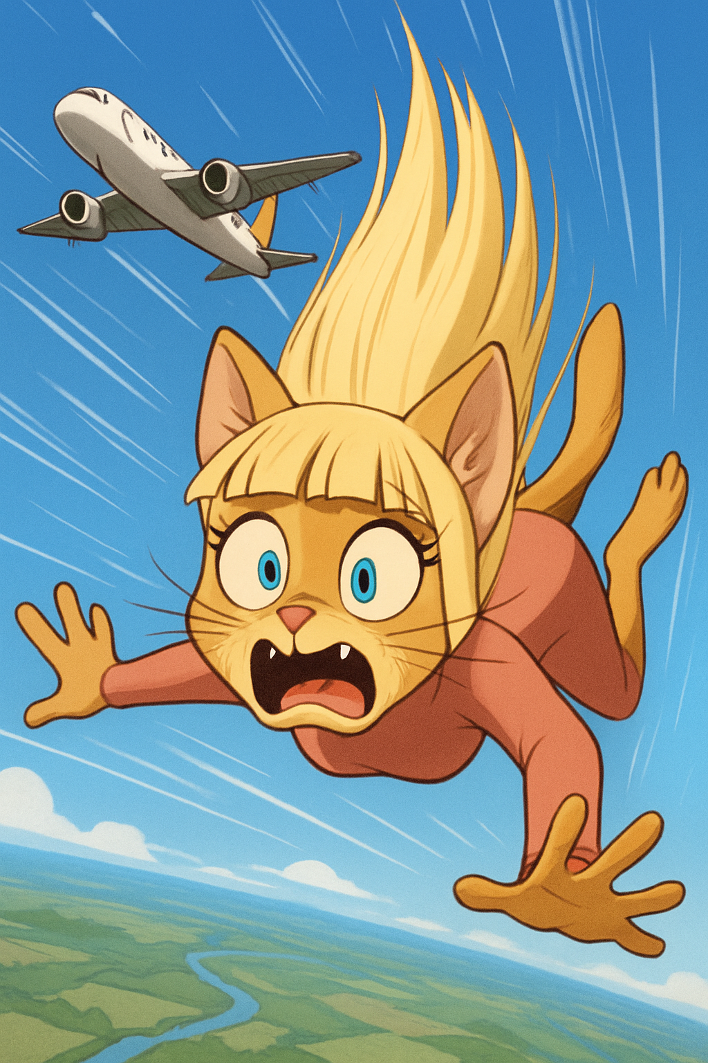 cute falling kitty Blank Meme Template
